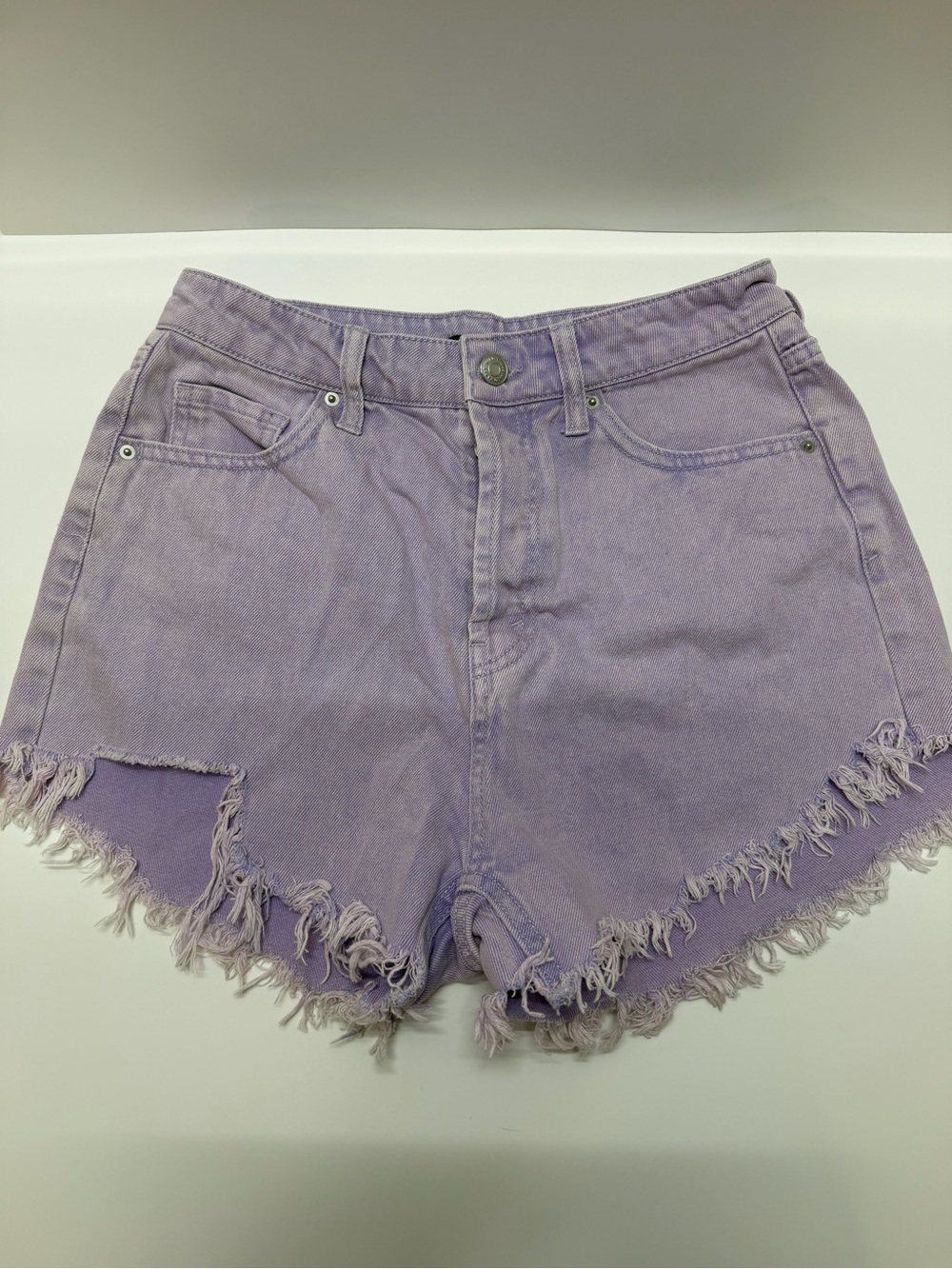 wild fable Lavender High-Rise Frayed Denim Shorts